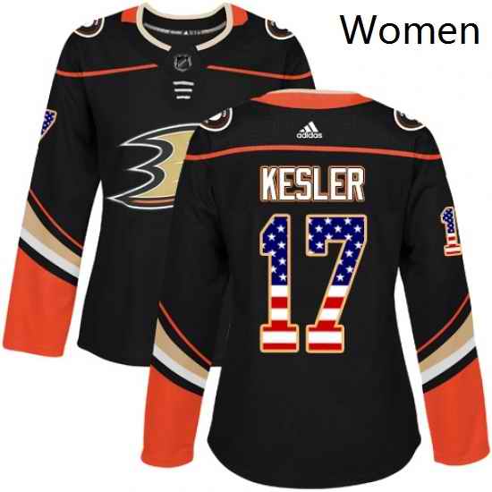 Womens Adidas Anaheim Ducks 17 Ryan Kesler Authentic Black USA Flag Fashion NHL Jersey